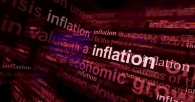 Headline news across international media with inflation, crisis, economy and business recession. Abstract concept of news titles on noise displays loop. TV glitch effect seamless and looped.
