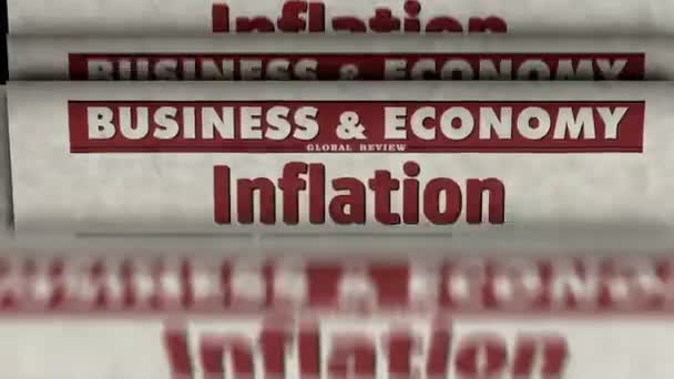 Tisk Reportáží Inflaci Ekonomice Nezaměstnanosti Rostoucích Cenách Abstraktní Koncept Retro — Stock video