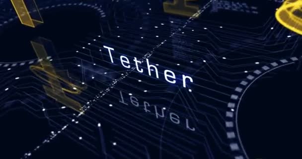 Tether Stablecoin Blockchain Crypto Currency Usdt Digital Money Symbol Abstract — Video Stock