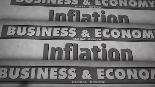 Inflación Economía Desempleo Aumento Los Precios Vintage Periódico Impresión Concepto — Vídeo de stock