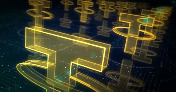 Tether Stablecoin Blockchain Kryptowährung Und Usdt Digitales Geld Symbol Abstraktes — Stockvideo