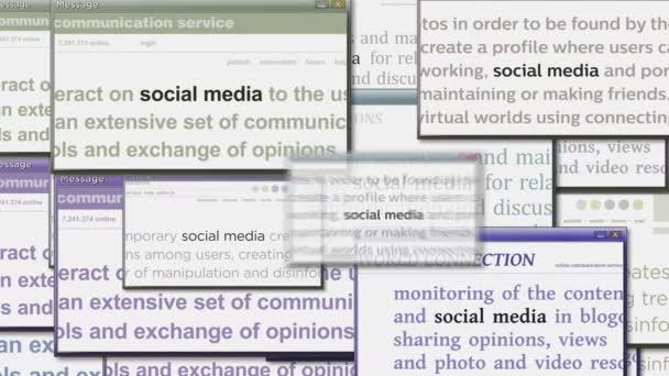 Ventanas Emergentes Con Las Redes Sociales Red Comunicación Personal Pantalla — Vídeo de stock