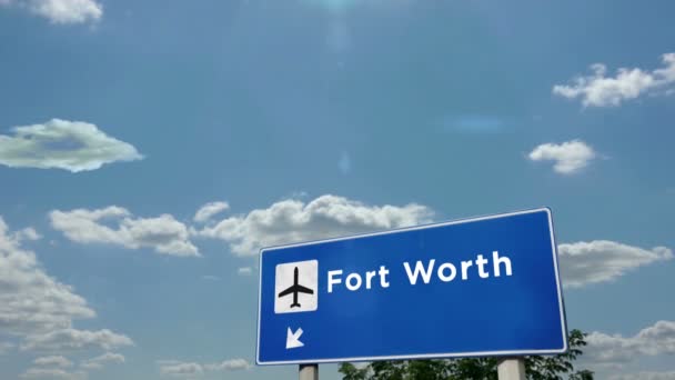 Jetplan Landar Fort Worth Dallas Texas Usa City Ankomst Med — Stockvideo