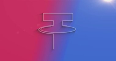 Bağlı durağan bozuk para engelleme kripto para birimi ve doğal gölgesi olan USDT dijital para sembolü. Siber teknoloji ikonu döngülenebilir ve kusursuz soyut konsept. 3D ışık ve gölge nesne.