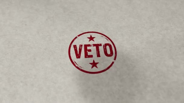 Veto Stempel Loopable Und Nahtlose Animation Handstempelwirkung Opposition Einspruch Und — Stockvideo