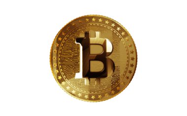 Bitcoin BTC kripto para birimi yeşil ekran arka planında altın madeni parayı izole etti. Soyut konsept çizimi.
