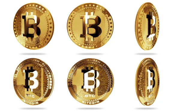 Bitcoin Btc Cryptocurrency Isolated Gold Coin Green Screen Background Abstract — Stock Photo, Image