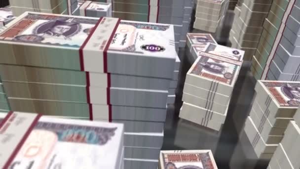 Togrog Mongol Dinero Tugrik Paquetes Billetes Bucle Vuelo Más 100 — Vídeo de stock