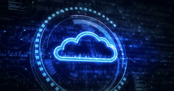 Cloud Computing Online Storage Internet Server Symbol Digital Concept Network — Stock Video