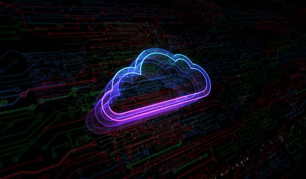 Cloud Computing Online Opslag Internet Server Symbool Digitaal Concept Netwerk — Stockfoto