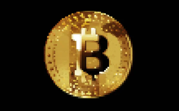 Bitcoin Btc Χρυσό Νόμισμα Ρετρό Pixel Ψηφιδωτό 80S Στυλ Περιστρεφόμενο — Φωτογραφία Αρχείου