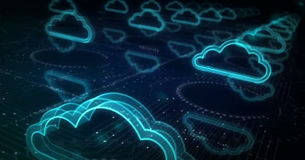 Cloud Computing Przechowywanie Online Oraz Symbol Serwera Internetowego Abstrakcyjna Koncepcja — Wideo stockowe