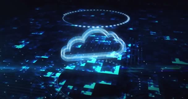 Computación Nube Almacenamiento Línea Holograma Del Servidor Internet Aparecen Fondo — Vídeos de Stock