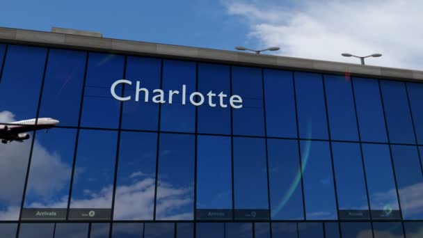 Charlotte Kuzey Carolina Inen Uçak Boyutlu Canlandırma Yapıyor Cam Havaalanı — Stok video
