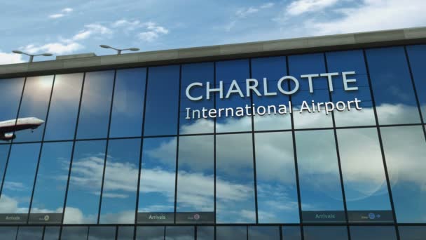 Atterraggio Aereo Charlotte Carolina Del Nord Stati Uniti America Animazione — Video Stock