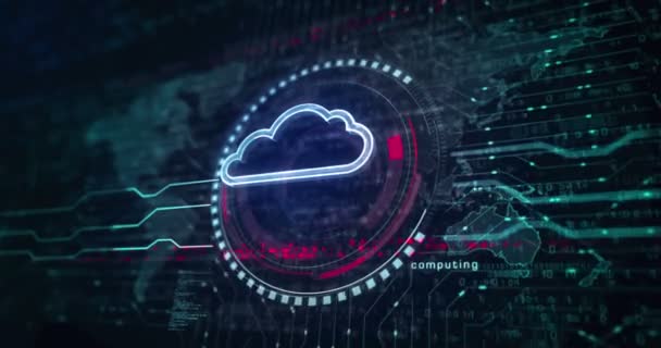 Cloud Computing Online Storage Internet Server Σύμβολο Αφηρημένη Ψηφιακή Έννοια — Αρχείο Βίντεο