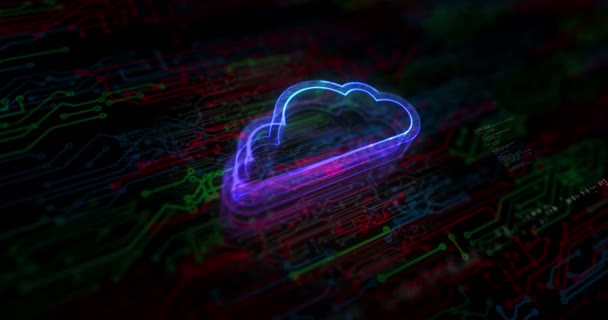 Cloud Computing Online Storage Internet Server Colored Symbol Concept Network — Stock Video