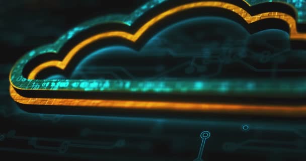 Cloud Computing Stockage Ligne Serveur Internet Couleur Concept Symbole Réseau — Video
