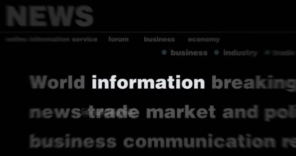 Ειδήσεις Διεθνή Μέσα Ενημέρωσης Πληροφορίες Και Επικοινωνίες Αφηρημένη Έννοια Των — Αρχείο Βίντεο