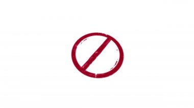 Yasaklanmış pul ve el damgası darbesi izole edilmiş animasyon. Yasak, yasaklanmış ve yasaklı sembol olan 3D konsept. Alfa mat kanalı.