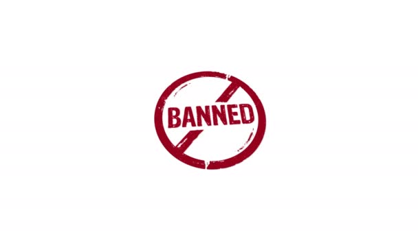 Sello Prohibido Estampación Manual Impacto Animación Aislada Prohibición Restringido Prohibido — Vídeo de stock