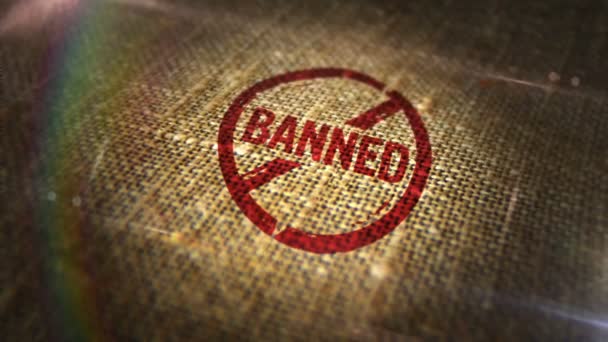 Sello Letrero Prohibido Saco Lino Natural Prohibición Restringido Prohibido Símbolo — Vídeo de stock