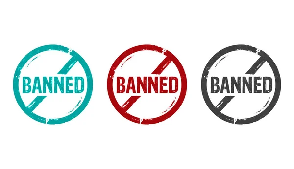 Banned Stämpel Ikoner Några Färgversioner Förbud Begränsad Och Förbjuden Symbol — Stockfoto