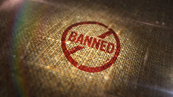 Banned Stamp Printed Linen Sack Ban Restricted Prohibited Symbol Concept — Stock Photo, Image