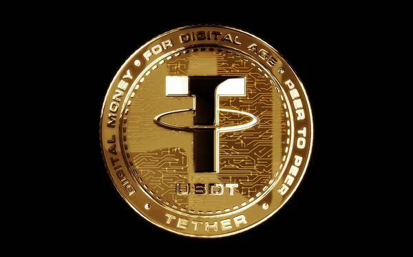 Tether Usdt Stablecoin Cryptocurrency 배경에 금화를 분리하였다 — 스톡 사진