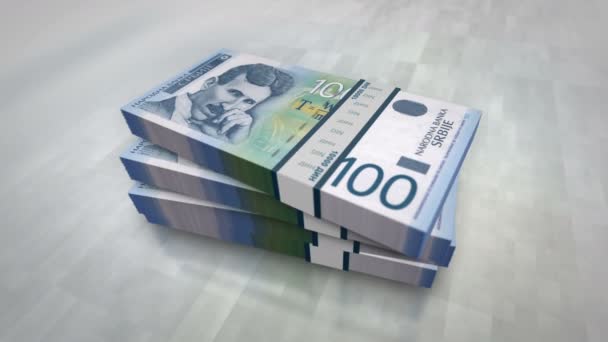 Servische Dinar Geld Stapel Pack Concept Achtergrond Van Economie Het — Stockvideo