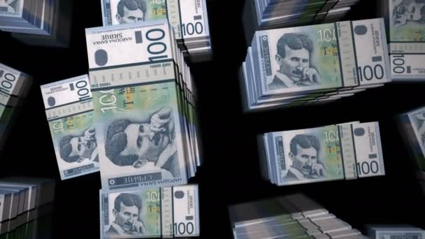 Dinar Serbe Pack Argent Boucle Vol Dessus Des Billets Banque — Video