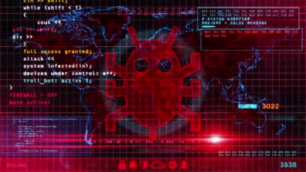 Cyberaanval Bericht Computerschermen Cyberaanval Inbreuk Beveiliging Russische Hacker Abstract Concept — Stockvideo