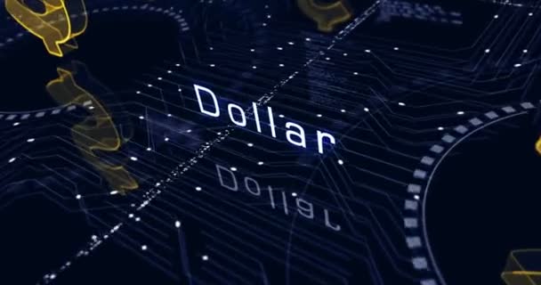 Dolar Istikrarlı Para Birimi Işi Dijital Para Sembolü Soyut Siber — Stok video