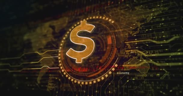 Dollar Stabil Valuta Affärer Och Digitala Pengar Symbol Abstrakt Digitalt — Stockvideo