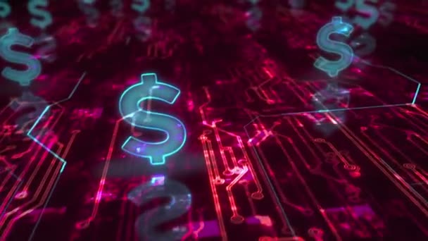 Dollar Stablecoin Negócio Moeda Símbolo Dinheiro Digital Conceito Cibernético Abstrato — Vídeo de Stock
