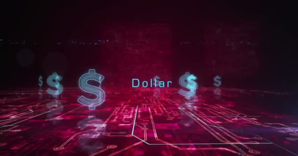 Dollaro Stabilità Moneta Business Denaro Digitale Simbolo Astratto Cyber Concetto — Video Stock