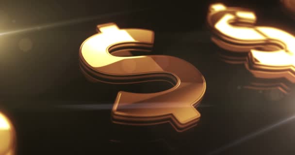 Долар Стабільний Монетний Бізнес Цифрові Гроші Золотий Метал Блиск Концепції — стокове відео
