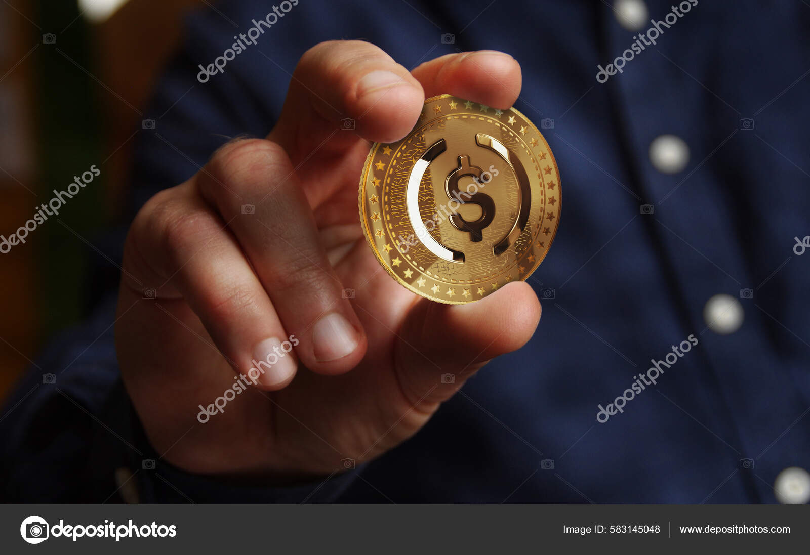 Usdc Usd Coin Stablecoin Cryptocurrency Golden Coin Hand Abstract Concept —  Stock Photo © Skorzewiak #583145048