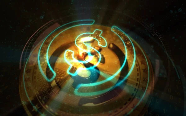 USDC USD Bozuk Parası. Yeşil ekran arka planında kripto altın sikke. Soyut konsept 3d illüstrasyon.