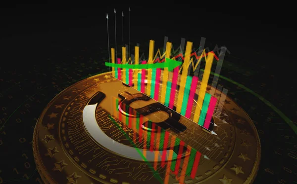 Usdc Usd Coin Stablecoin Cryptocurrency Arany Érme Felett Diagram Ártrendgrafikon — Stock Fotó