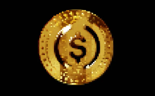 Usdc Usd Coin Stablecoin Χρυσό Νόμισμα Ρετρό Pixel Ψηφιδωτό 80S — Φωτογραφία Αρχείου