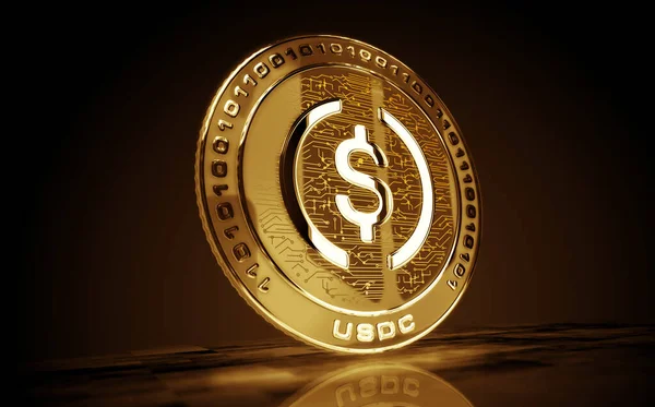 Usdc Usd Coin Stablecoin Cryptocurrency Gold Coin Green Screen Background — 스톡 사진
