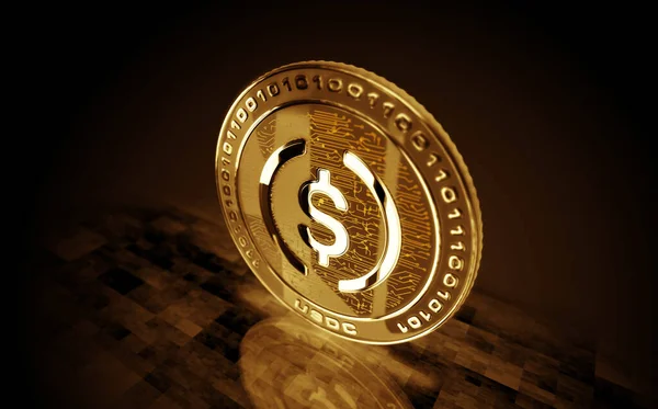 Usdc Usd Coin Stablecoin Cryptocurrency Arany Érme Zöld Képernyős Háttérrel — Stock Fotó