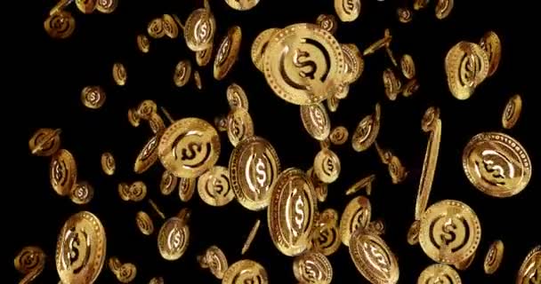 Usdc Usd Monety Stabilne Kryptowaluta Pojedyncze Złoto Monety Deszcz Tło — Wideo stockowe