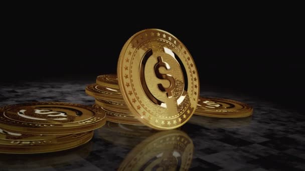 Usdc Usd Moneda Stablecoin Criptomoneda Moneda Oro Girando Cámara Gira — Vídeos de Stock