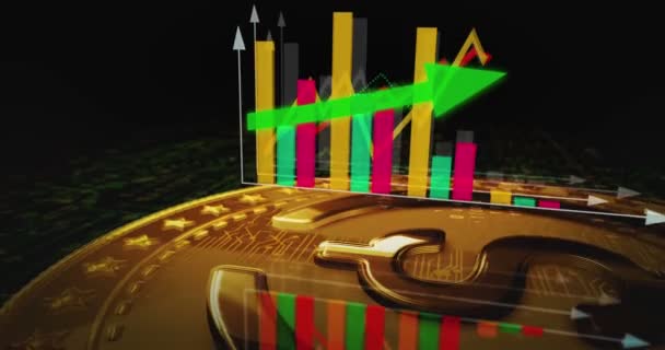 Usdc Usd Moneta Stabile Moneta Criptovaluta Moneta Oro Girando Grafico — Video Stock