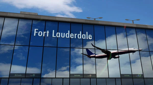 Aircraft Landing Fort Lauderdale Florida Usa Rendering Illustration Arrival City — Stockfoto