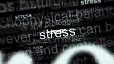 Headline news across international media with Stress, mental health and depression crisis. Abstract concept of news titles on noise displays loop. TV glitch effect seamless and looped.