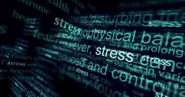 Uluslararası medyada stres, akıl sağlığı ve depresyon kriziyle ilgili manşet haberleri. Gürültü görüntüleme döngüsündeki haber başlıklarının soyut konsepti. TV arıza efekti pürüzsüz ve döngülü.