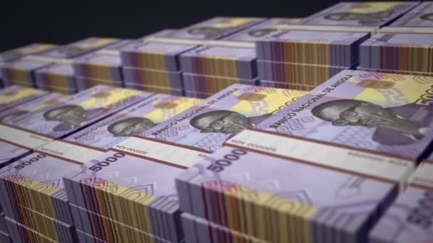 Анголан Кванза Пакет Банкнот Розширюється Грошові Стеки Концепція Готівкового Пакету — стокове відео